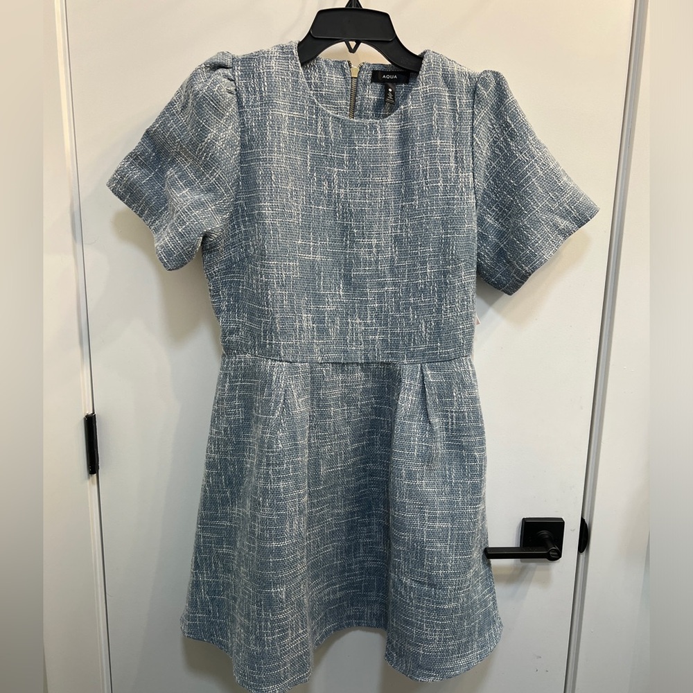 Aqua Blue Tweed Dress